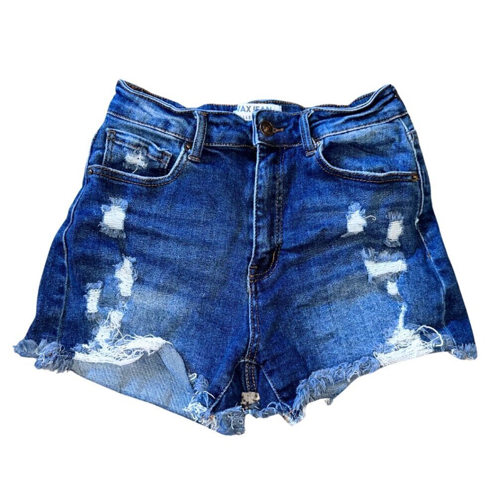 Women's Dark Blue Cut Off Wax Jean Shorts High Rise Size M / 8